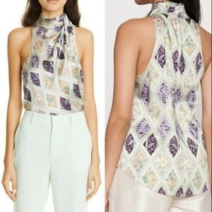 Cinq à Sept Adalynn Print Sleeveless Turtleneck Medium NEW $325